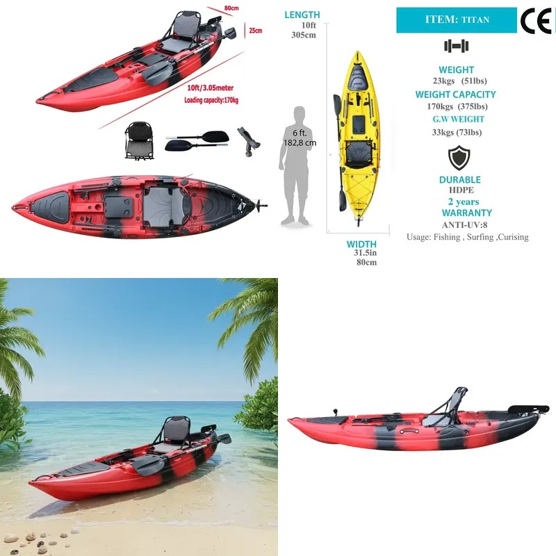 Kayak de pêche monoplace de 10 - Fishing Kayak Paddle avis et prix